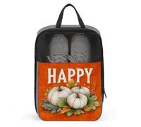Sac à chaussures vintage citrouilles et feuilles sur orange pour voyage, usage quotidien, sac de rangement anti-poussière pour chaussures de golf