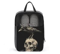 Sac à chaussures vintage en forme de corbeau sur un crâne humain pour voyage, usage quotidien, sac de rangement anti-poussière pour chaussures de golf