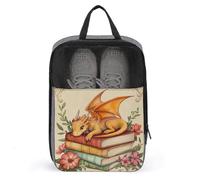 Sac à chaussures vintage motif dragon sur livres pour voyage, usage quotidien, sac de rangement anti-poussière pour chaussures de golf