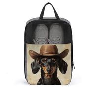 Sac à chaussures vintage pour chien teckel cowboy pour voyage, usage quotidien, sac de rangement anti-poussière pour chaussures de golf