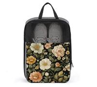 Sac à chaussures vintage roses et pivoines pour voyage, usage quotidien, sac de rangement anti-poussière pour chaussures de golf