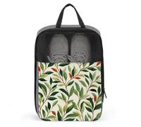 Sac à chaussures vintage vert rouge feuilles et branches pour voyage, usage quotidien, sac de rangement anti-poussière pour chaussures de golf