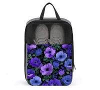 Sac à chaussures violet avec feuilles vertes et anémones lavandes, pour voyage, usage quotidien, sac de rangement anti-poussière pour chaussures de golf