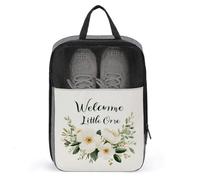 Sac à chaussures Welcome Little One doux ivoire à motif floral pour voyage, usage quotidien, sac de rangement anti-poussière pour chaussures de golf