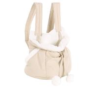 Sac de Transport Chat - Chien - Flamingo Cuddi Beige - 32×22×25 cm - Polyester + Peluche - Lavable - Sangle sécurité - Poches Mains-Chaudes - Sangles réglables