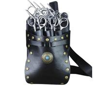 Sac à ciseaux de coiffure - 7 pièces, sac à outils étanche à porter autour | du cou, organisateur de coiffure, porte-ciseaux léger et compact, parfait pour les coiffeurs en salon, les voyages, noir, 12