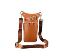 Sac à Ciseaux De Coiffure Étui en cuir à 6 poches for ciseaux cheveux, ceinture de taille, trousse barbier, étui salon, coiffure, sac outils(Brown)