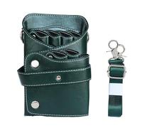 Sac à Ciseaux De Coiffure Kit de coiffure en cuir PU for coiffeur, ceinture à bandoulière, sac banane, ciseaux, épingle cheveux, rangement(Green)