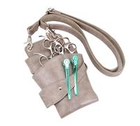 Sac à Ciseaux De Coiffure Pochette for ciseaux de coiffure, étui ceinture en cuir PU for coiffeur, trousse à outils légère poches multiples(Grey)