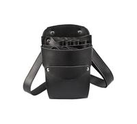 Sac à Ciseaux De Coiffure Sac à ciseaux en cuir PU 6 poches, pochette for de barbier, étui avec ceinture, outil coiffure for salon(Black)