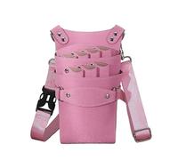 Sac à Ciseaux De Coiffure Sac banane en cuir PU for ciseaux à cheveux, sac bandoulière for coiffeur, kit de barbier, toilettage for animaux compagnie(Pink)