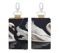 Sac à clés en cuir, imprimé cygne blanc, porte-clé chic, porte-clé quotidien, sac à clés multifonctionnel, sac à clés pratique, style, taille unique, Style :, Taille unique, Art Déco