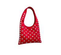 Sac à Clouté Sac à main en daim pois for femmes, sac bandoulière sous les bras avec rivets métal clouté, fourre-tout Vintage moto Style Punk Pour les femmes(Red)