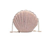 Sac à Coquillages Sacs à main à bandoulière for femmes, sac à coque, chaîne, paillettes mignonnes, petit sac à bandoulière, pochette for téléphone, argent, sacs à bandoulière à fermeture éclair(Pink)