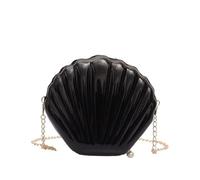 Sac à Coquillages Sacs à main à bandoulière for femmes, sac à coque, chaîne, paillettes mignonnes, petit sac, pochette for téléphone, argent, fermeture éclair, sacs à bandoulière for femmes(Black)