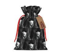 Sac à cordon avec imprimé ours polaire avec étiquette en papier kraft pour emballage cadeau de fête d'Halloween de Noël