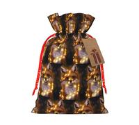 Sac à cordon avec imprimé renard mignon avec étiquette en papier kraft pour emballage cadeau de fête d'Halloween de Noël