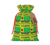 Sac à cordon avec inscription « I Love » imprimé camion poubelle avec étiquette en papier kraft pour emballage cadeau de fête d'Halloween de Noël