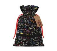 Sac à cordon avec inscription « Math Formula Printing Fashion » avec étiquette kraft pour Noël, Halloween, fête, emballage cadeau