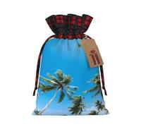 Sac à cordon Coconut Grove By The Sea pour Noël, idéal pour les anniversaires, les fêtes et autres occasions spéciales. Convient également pour ranger des bonbons et autres objets.