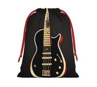 Sac à cordon de serrage imprimé guitare noire, pochette à friandises, réutilisable, sac de rangement quotidien M