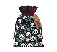 Sac à cordon de serrage imprimé visage panda 21,1 x 30 cm décoration de fête de Noël sac cadeau
