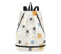 Sac à cordon de serrage pour femme Astronautes de l'espace planètes Sac de yoga pour homme avec compartiments secs et humides Mochila para herramientas de trabajo