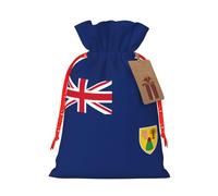 Sac à cordon de serrage réutilisable avec motif drapeau des îles Turques et Caïques