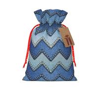 Sac à cordon de serrage réutilisable et respectueux de l'environnement avec imprimé denim bleu dégradé pour fêtes saisonnières