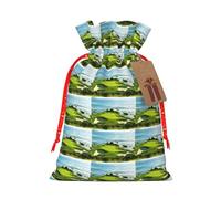 Sac à cordon de serrage tendance avec étiquette en papier kraft pour Noël, Halloween, fête, emballage cadeau