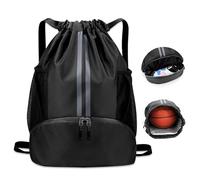 Sac à Cordon de Sport, Sac de Sport Imperméable avec Compartiment à Chaussures, Sac à Dos avec Cordon de Serrage pour Bouteille d'eau pour Voyage Gym Plage Piscine