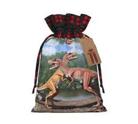 Sac à cordon Dinosaur Duel de Noël pour anniversaires, fêtes et autres occasions spéciales, idéal pour ranger bonbons et autres objets.
