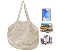 Sac à cordon en coton, sac d'épicerie, sac à bandoulière, lavable et extensible, grande capacité, idéal pour le magasinage et le stockage de produits, 74 x 48,9 x 1,9 cm, naturel, 1 pièce, beige