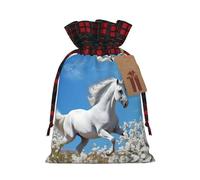 Sac à cordon Flying Horse pour Noël, anniversaires et fêtes, idéal pour ranger bonbons et autres objets.