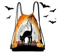 Sac à Cordon Halloween - Sac à Bonbons ou Sort | à Dos à Cordon Halloween 33x43 cm Imperméable pour Filles Garçons Fournitures de Fête Salle de Sport