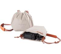 Sac à Cordon Housse pour Appareil Photo Compatible avec Appareils Photo sans Miroir Nikon/Canon/Sony/Fuji/Action, Blanc