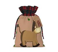Sac à cordon imprimé âne de dessin animé 21,1 x 30 cm pour décoration de fête de Noël