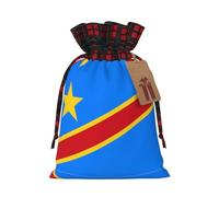 Sac à cordon imprimé drapeau du Congo 21,1 x 30 cm Décoration de fête de Noël Sac cadeau