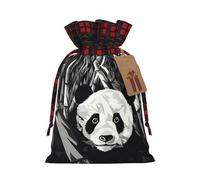 Sac à cordon imprimé panda noir et blanc 21,1 x 30 cm pour décoration de fête de Noël