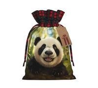 Sac à cordon imprimé photo panda portrait 21,1 x 30 cm Décoration de fête de Noël Sac cadeau