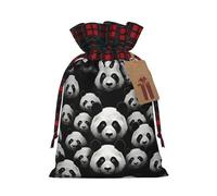 Sac à cordon imprimé tête de panda 21,1 x 30 cm pour décoration de fête de Noël