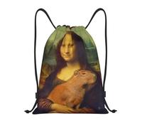 Sac à cordon Mona Lisa porte Capybara pour homme et femme pliable idéal pour le sport le shopping ou la gym.