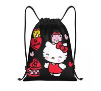 Sac à cordon personnalise Hello Kitty Be Mine Candy Valentines pour le shopping, le yoga, le sport, la gym, pour femmes et hommes Noir