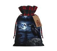 Sac à cordon « Raven In The Night » pour Noël, anniversaires, fêtes, bonbons et rangements