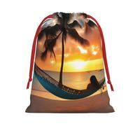 Sac à cordon réutilisable avec cordon de serrage, motif coco, plage, coucher de soleil, idéal pour un anniversaire, un mariage, une organisation quotidienne d'événements