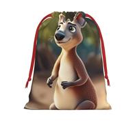Sac à cordon réutilisable avec cordon de serrage - Motif zoo de kangourou amusant - Pour fêtes, anniversaires, mariages
