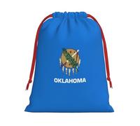 Sac à cordon réutilisable avec imprimé drapeau de l'État de l'Oklahoma - Décoration de fête - Pochette de rangement quotidienne pour célébrations