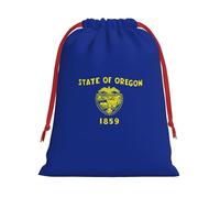 Sac à cordon réutilisable avec imprimé drapeau de l'État de l'Oregon - Décoration de fête - Pochette de rangement quotidienne pour célébrations