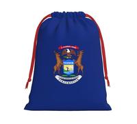 Sac à cordon réutilisable avec imprimé drapeau de l'État du Michigan - Décoration de fête - Pochette de rangement quotidienne pour célébrations