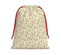 Sac à cordon réutilisable avec imprimé girafes dessinées à la main pour décoration de fête de vacances, rangement quotidien, pochette de célébrations